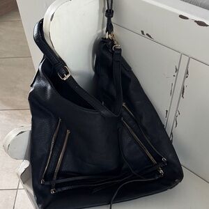 Elegant Black Leather Tote Bag